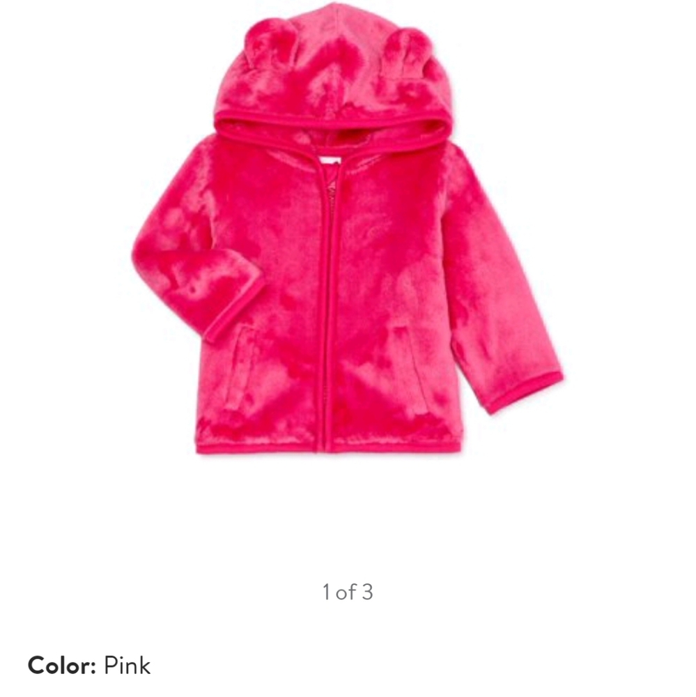 🎉Host Pick🎉 Girls Pink Furry Fleece Bear Hoodie With Pockets - Picture 5 of 5